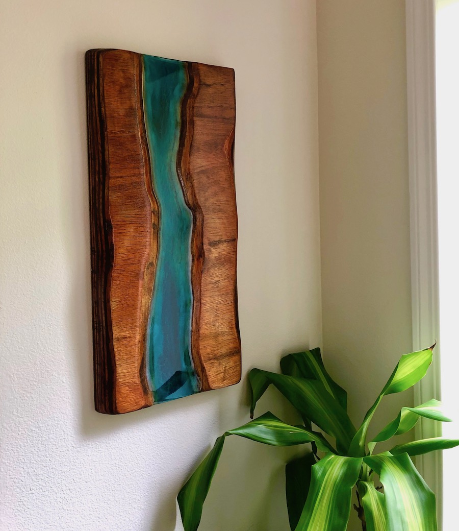River Flow- Carved wood and epoxy aqua blue resin river. Sedona Inspired Canyon River. Same Technique as Resin River Tables