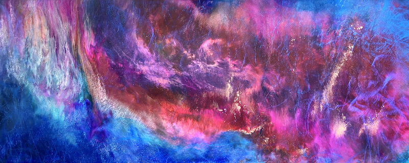 Infinitum | HUGE 60×24 Nebula Galaxy Resin Pour Painting by Tiffani Buteau