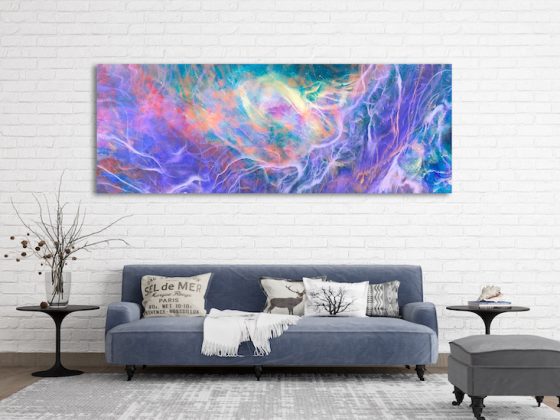 LILAC NEBULA | Resin Painting with Optional LED Strips for Ambient Backlighting