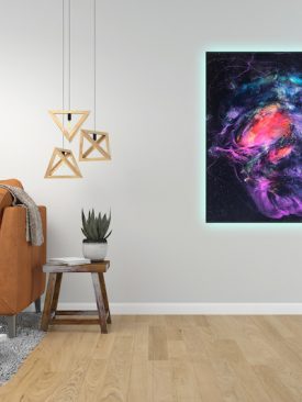 OMEGA SOTO NEBULA | Resin Painting with LED Strips for Ambient Backlighting, 24″ x 30″
