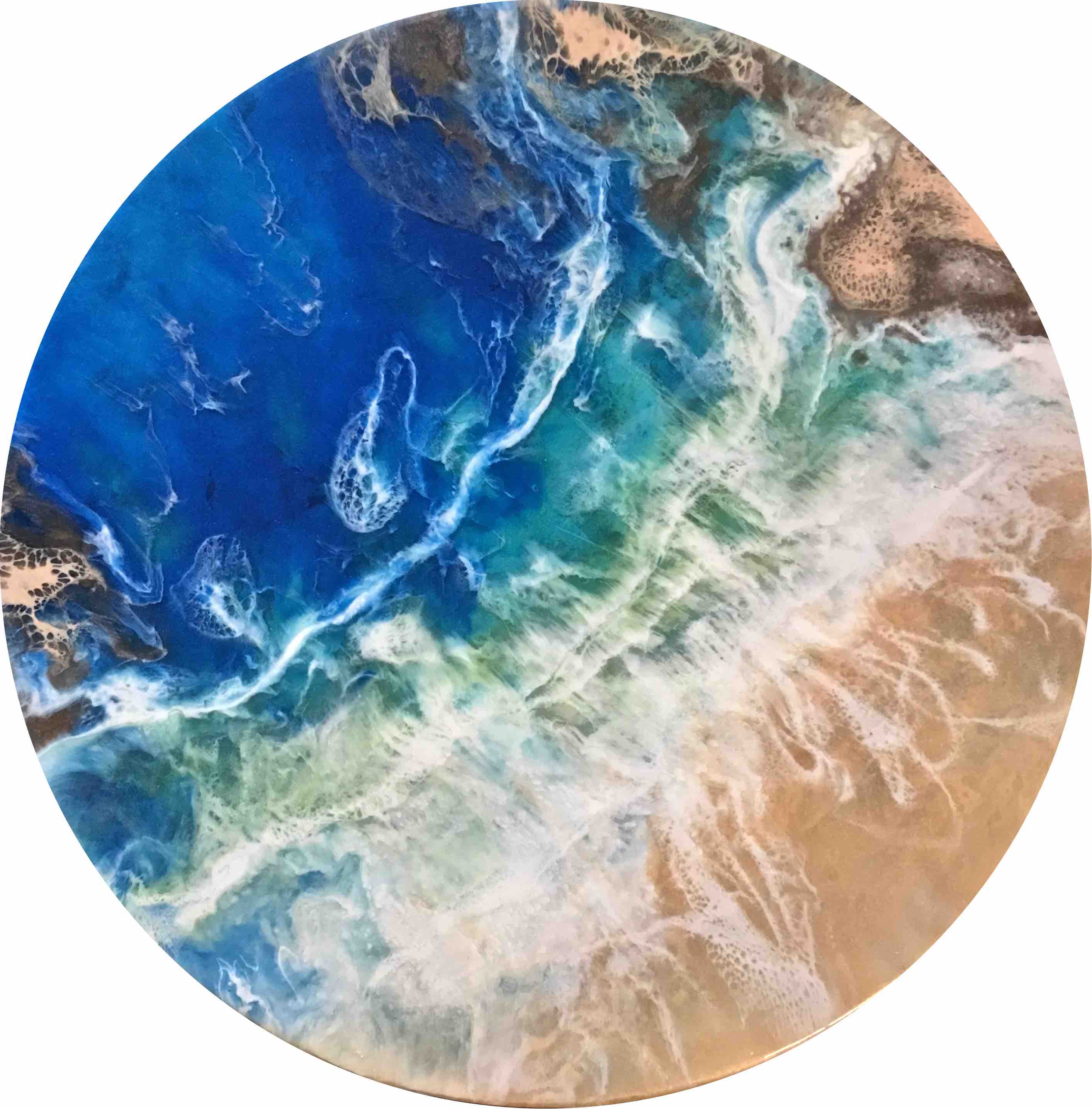 “Cove of Algarve” – Resin Pour Painting of Ocean Cove