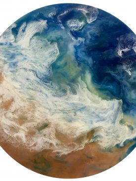 Tidal Plunge: Resin Poured Painting on 18″ Solid Pinewood Circle