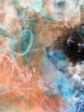 “Sarcoline” 4-Layer Resin Poured & Blow Torched Painting. Contemporary Modern Art. Nebula Inspired.
