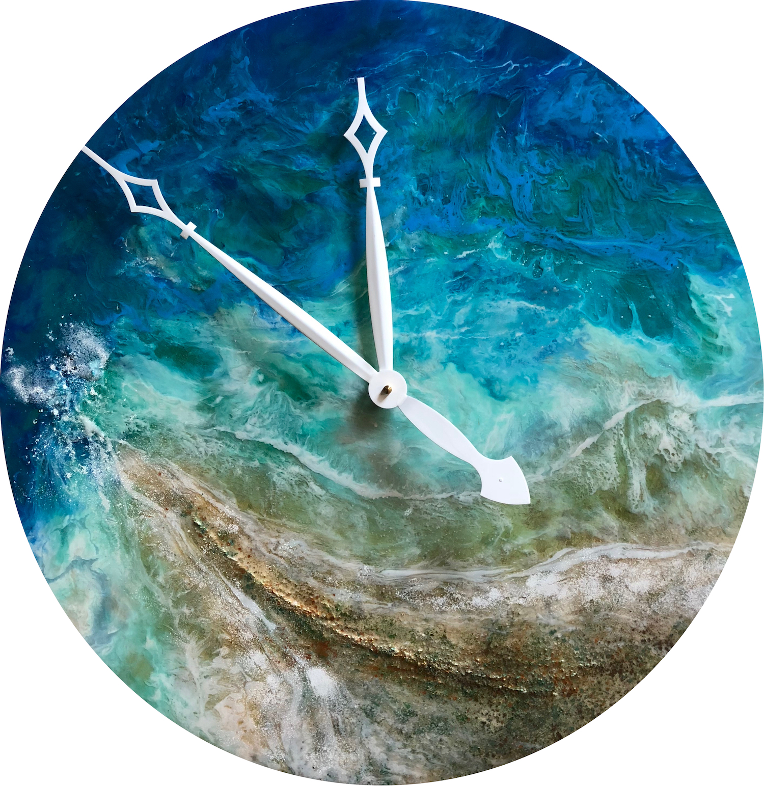 “The Aubrey Clock” Resin Pour Painting with Functional Clock Movement Kit Installed