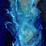 The Deep- Resin Abstract Painting. (Resin is like a liquid glass). Pour Painting. Modern Art. Nebula Abstract Ocean Theme. Long Vertical