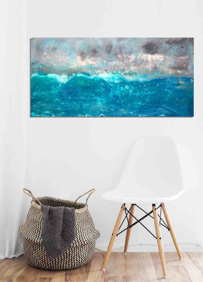 -Sea Winds- Gorgeous multilayered resin painting on birch poplar wood panel with finished edges. Epoxy Art. Modern Art.