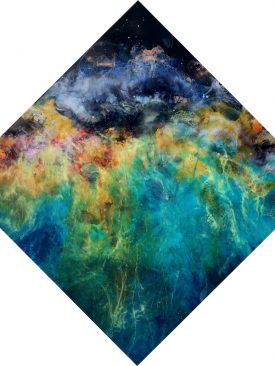 Aloft, Nebula Diamond Shaped Resin Painting