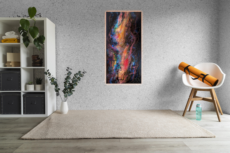AILARYA NEBULA | Resin Painting with LED Strips for Ambient Backlighting, 18″ x 36″